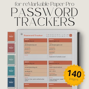 Password Tracker for reMarkable Paper Pro, Password Manager, Password Book, Password List Template, Password Keeper, Password Notebook