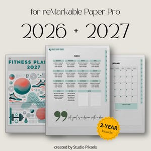 2026 + 2027 Fitness Planner for reMarkable Paper Pro, Monthly Fitness Tracker, Digital Workout Planner, 2026 + 2027 Calendar for Paper Pro