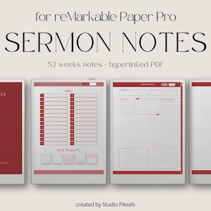 Sermon Notes for reMarkable Paper Pro, Sermon Journal, Church Notes, Bible Study Journal, Bible Verse Mapping, Bible Reading, Prayer Journal