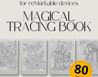 Magical Tracing Book for reMarkable: 80 Page Fantasy & Nature Line Art Tracing Book With Castles And Whimsical Scenes for Stress Relief