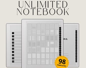 Unlimited Notebook for reMarkable Paper Pure: Custom Interactive Notebook with 98 Templates & Planner Layouts