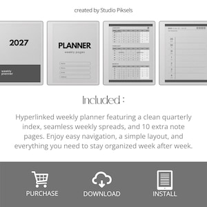 Hyperlinked Weekly Planner for reMarkable Paper Pure: Linked 2026 + 2027 Weekly Calendar With Quarterly Overview and Week Priority Planners