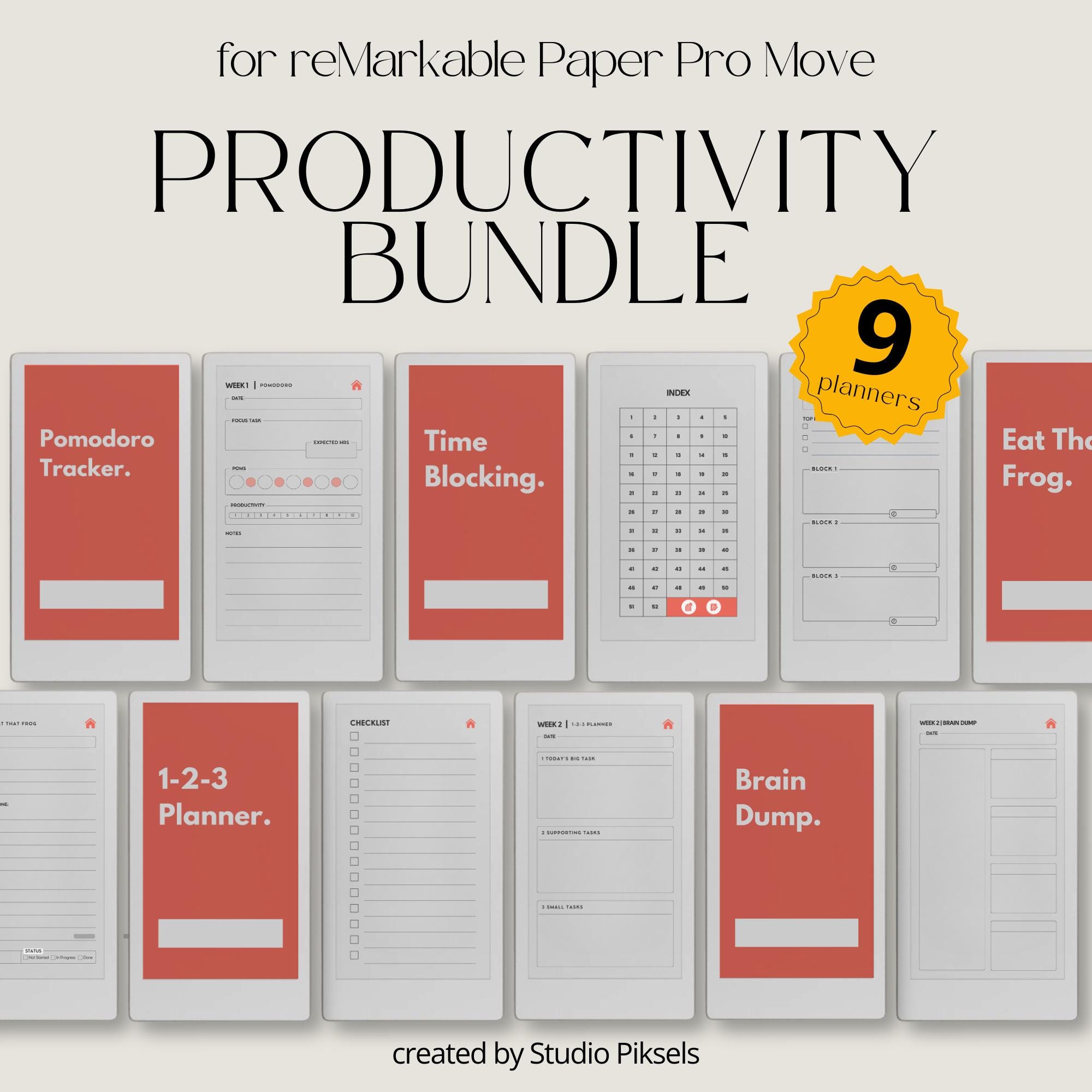 Productivity Bundle for Remarkable Paper Pro Move: Interactive Task ...