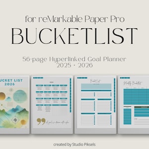 Bucket List Planner for reMarkable Paper Pro 2026 + 2025: Yearly Goal Tracker, Goal Planner and Calendar & Year Planner for reMarkable