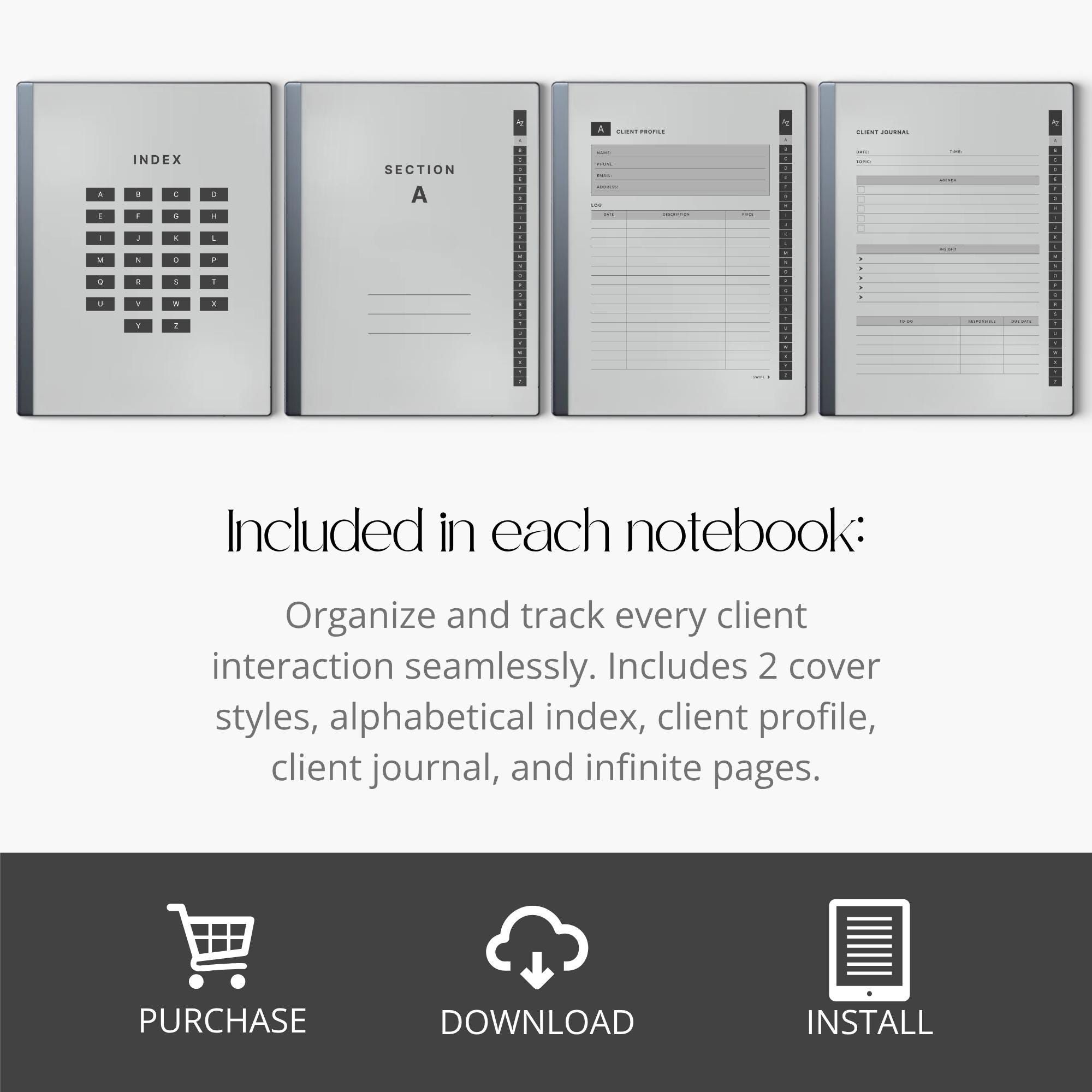 Client Record Book for Remarkable, Client Tracker, Client Book, Client ...