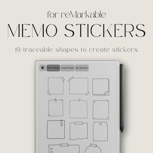 Sticky Note Stickers for reMarkable, Custom Sticker Shapes for Paper Pro & reMarkable 2, Memo Template for reMarkable, Digital Memo Stickers