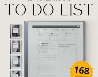 To Do List Notebooks for reMarkable 2, To Do List Templates, Task Tracker, Checklist Template, Checklist Notebook, Digital Task List