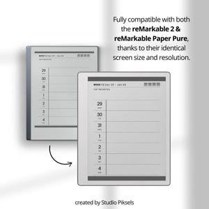 Hyperlinked Weekly Planner for reMarkable Paper Pure: Linked 2026 + 2027 Weekly Calendar With Quarterly Overview and Week Priority Planners