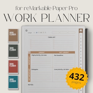 Hyperlinked Work Planner for reMarkable Paper Pro, Business Planner, Eisenhower Matrix Project Planner, Productivity Planner, Task Tracker