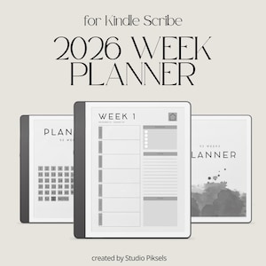 52 Wochenplaner für Kindle Scribe: Wochenplaner 2026 mit Ganzjahreskalender, verknüpften Wochen-Tabs und minimalistischen Wochen-Layouts
