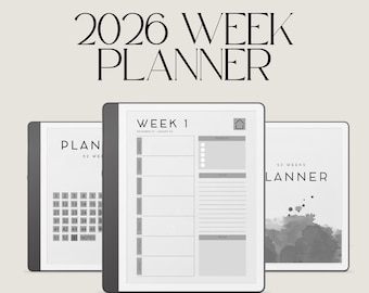52 Week Planner for Kindle Scribe: Weekly 2026 Planner With Full Year Calendar, Linked Week Tabs and Minimalist Weekly Layouts