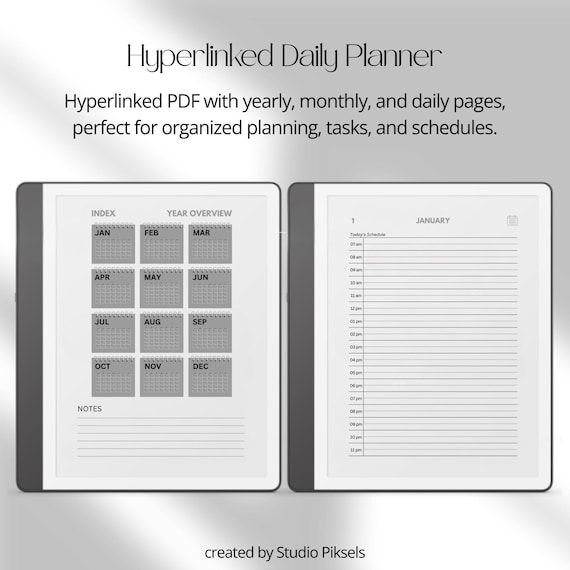 2026 + 2027 Hyperlinked Planner for Kindle Scribe: Digital Daily, Monthly, and Yearly Planner With Linked Pages (+ 2025 bonus)