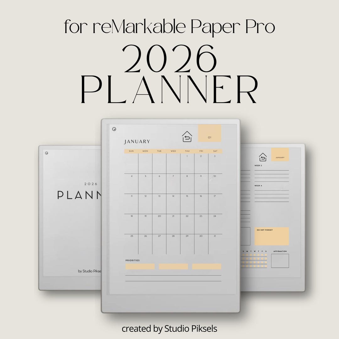 2026 + 2027 Yearly Planner for Remarkable Paper Pro: Monthly Calendar ...