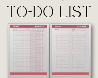 May include: Two digital planner templates for the reMarkable Paper Pro. The templates are white with red accents and include "INDEX" and "TO-DO LIST" sections. The text "for reMarkable Paper Pro" and "TO-DO LIST" are displayed at the top.