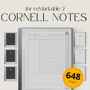 Hyperlinked Cornell Notes Bundle for reMarkable 2, Minimalist Eink Notebook, Digital Notebooks, Cornell Template, Eink Cornell Notebook