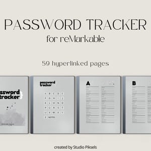 Password Tracker for reMarkable, eInk Password Manager, Hyperlinked Digital Password Tracker, Template for reMarkable 2, eInk Template