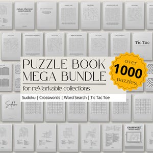 Mega Puzzle Book Bundle for reMarkable: Sudoku, Tic Tac Logic Puzzles, Crosswords and Word Search Puzzles for reMarkable