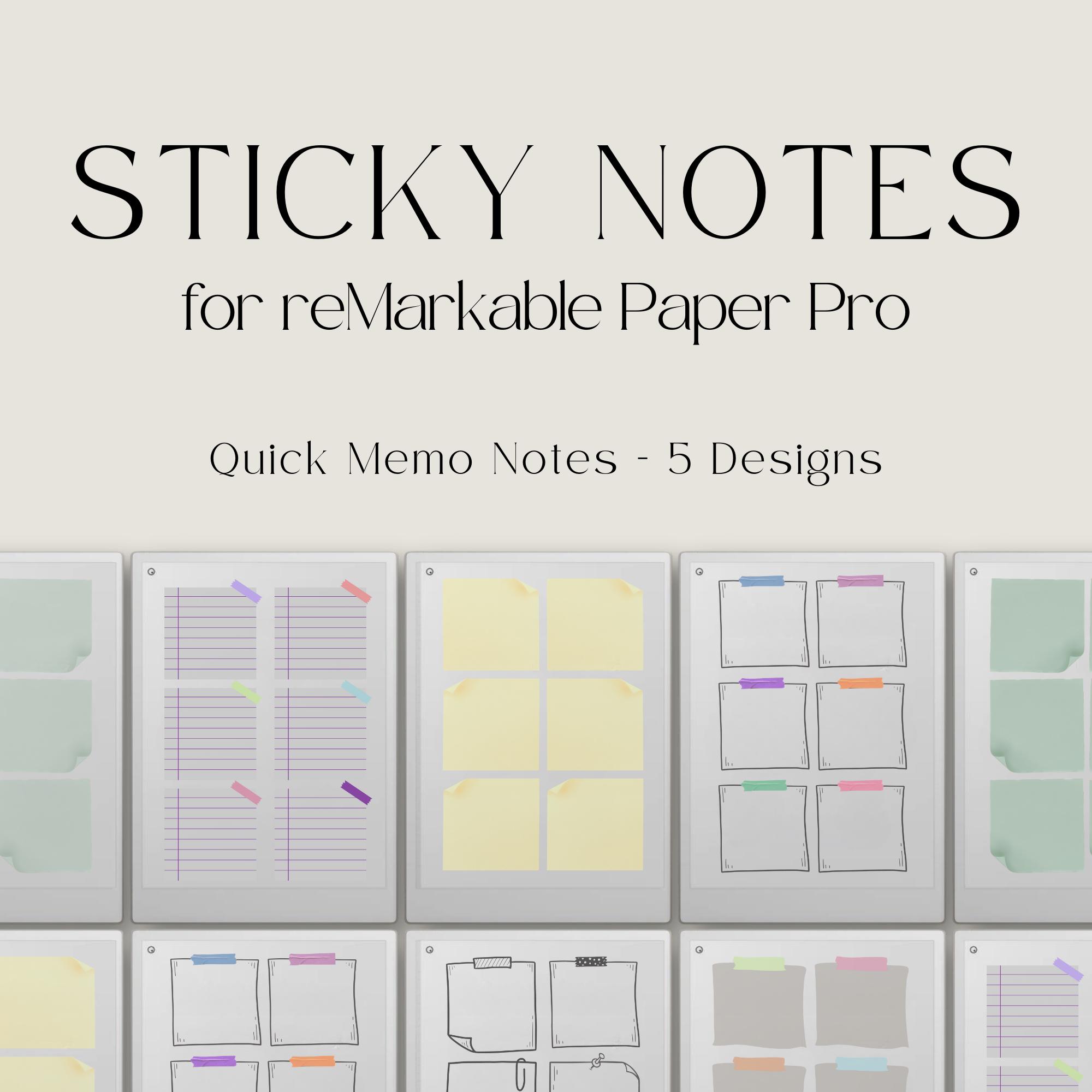 Sticky Notes Bundle for Remarkable Paper Pro, Note Templates for ...