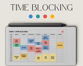 Landscape Time Blocking Planner for reMarkable Paper Pro Move: Linked Week Schedule Notebook For Structured Productivity With Hourly Layout