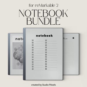 Hyperlinked Notebook Bundle for reMarkable 2, Minimalist Notebook, Digital Notebook Eink Tablet, Journal Notebook, Template for reMarkable