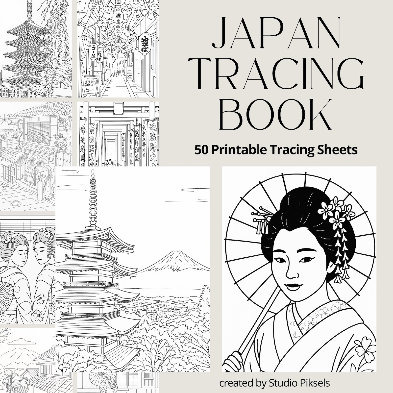 Japan Tracing Book, World Travel Coloring Books Bundle, Japan Coloring ...