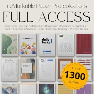 Volledige toegang tot de reMarkable Paper Pro-collecties, productiviteitssjablonen voor reMarkable Paper Pro, planner, notitieboek en sjablonenbundel. afbeelding 11