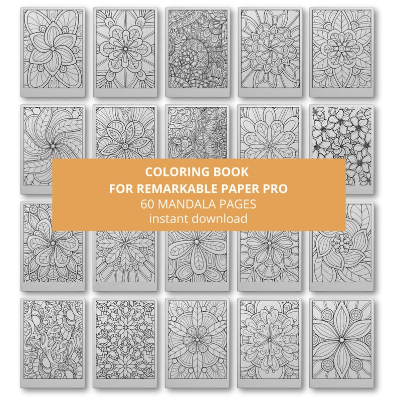 Mindful Coloring Book for reMarkable Paper Pro, Eink Adult Coloring Book