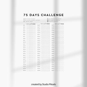 75 Days Challenge Tracker, 75 Days Fitness Tracker, 75 Days Challenge