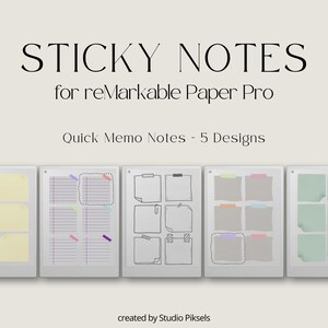 Sticky Notes Bundle for reMarkable Paper Pro: 6 Memo Notebooks & Digital Sticky Note Stickers, Note Templates, Capture Tool Compatible