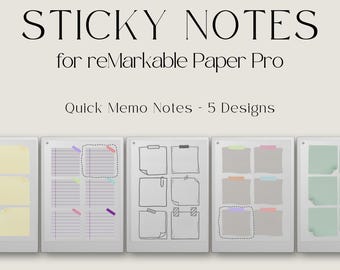 Sticky Notes Bundle für reMarkable Paper Pro: 6 Notizbücher & digitale Haftnotizen, Notizvorlagen, kompatibel mit dem Aufnahmetool
