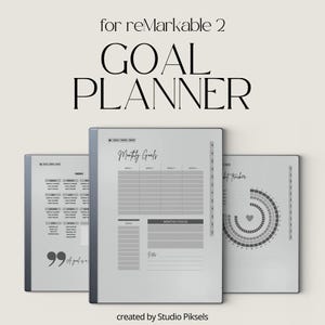 Planificador de objetivos 2026 para reMarkable 2: Planificador de objetivos con hipervínculos, calendarios mensuales, hojas de cálculo de objetivos y páginas de seguimiento de hábitos.