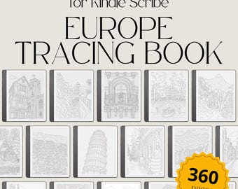 Europe Tracing Book Bundle for Kindle Scribe, Adult Tracing Book, Calming Coloring Book for Kindle Scribe,  Tracing Book, Tracing Templates