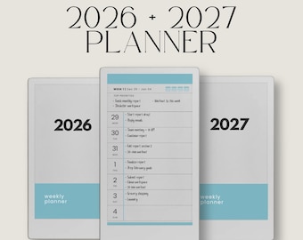 Premium 2026 + 2027 Planner for reMarkable Paper Pro Move: Interactive Quarterly, Monthly and Weekly Calendar Pages for Focused Planning
