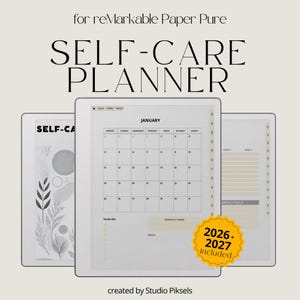2026+2027 Self Care Planner for reMarkable Paper Pure: Wellness Journal With Calendars, Trackers, Vision Boards and Monthly Planning Pages