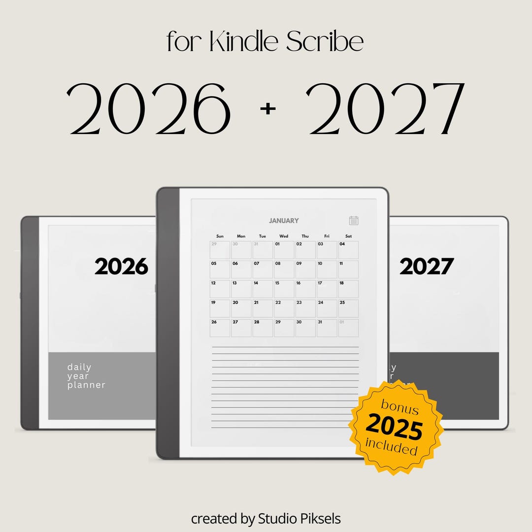 2026 + 2027 Hyperlinked Planner for Kindle Scribe: Digital Daily ...