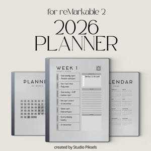 2026 Wochenplaner für reMarkable 2 und 1: Digitaler verknüpfter Kalender mit wöchentlichen Übersichten, Prioritäten, To-Dos und Notizen