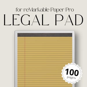 May include: A legal pad for the reMarkable Paper Pro tablet with 100 pages of lined paper. The pad is beige with red lines and is displayed on a white background.