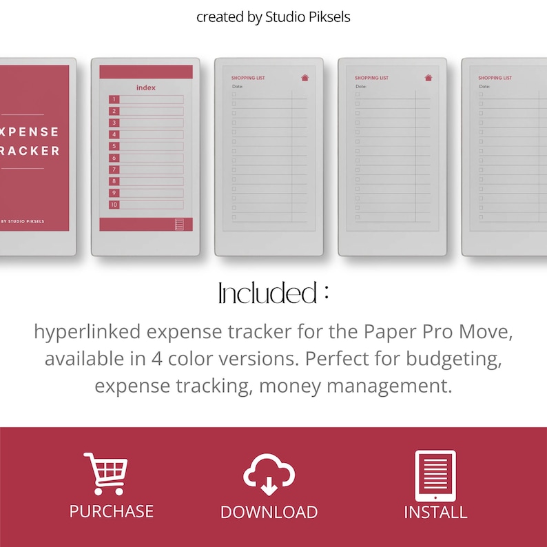 Expense Tracker Notebook for reMarkable Paper Pro Move: Hyperlinked Budget Planner, Financial Planner, Money Planner & Savings Planner