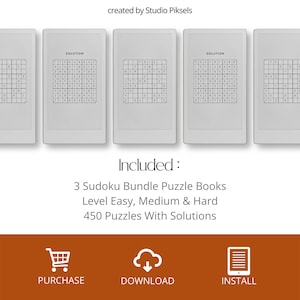 Sudoku Puzzle Book Bundle for reMarkable Paper Pro Move: Adult Puzzle Book With 450 Easy, Medium & Hard Puzzles With Solutions