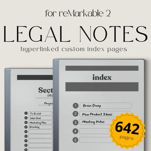 Rechtliches Notizbuch für reMarkable, Benutzerdefinierter Index, Liniertes Papier Notizbuch, Rechtliches Pad Notizen, Journal Vorlage, Brain Dump, Arbeitsplaner