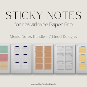 Lined Sticky Notes Bundle for reMarkable Paper Pro, Note Templates for reMarkable, Memo Notes for reMarkable Paper Pro, Eink Quick Notes