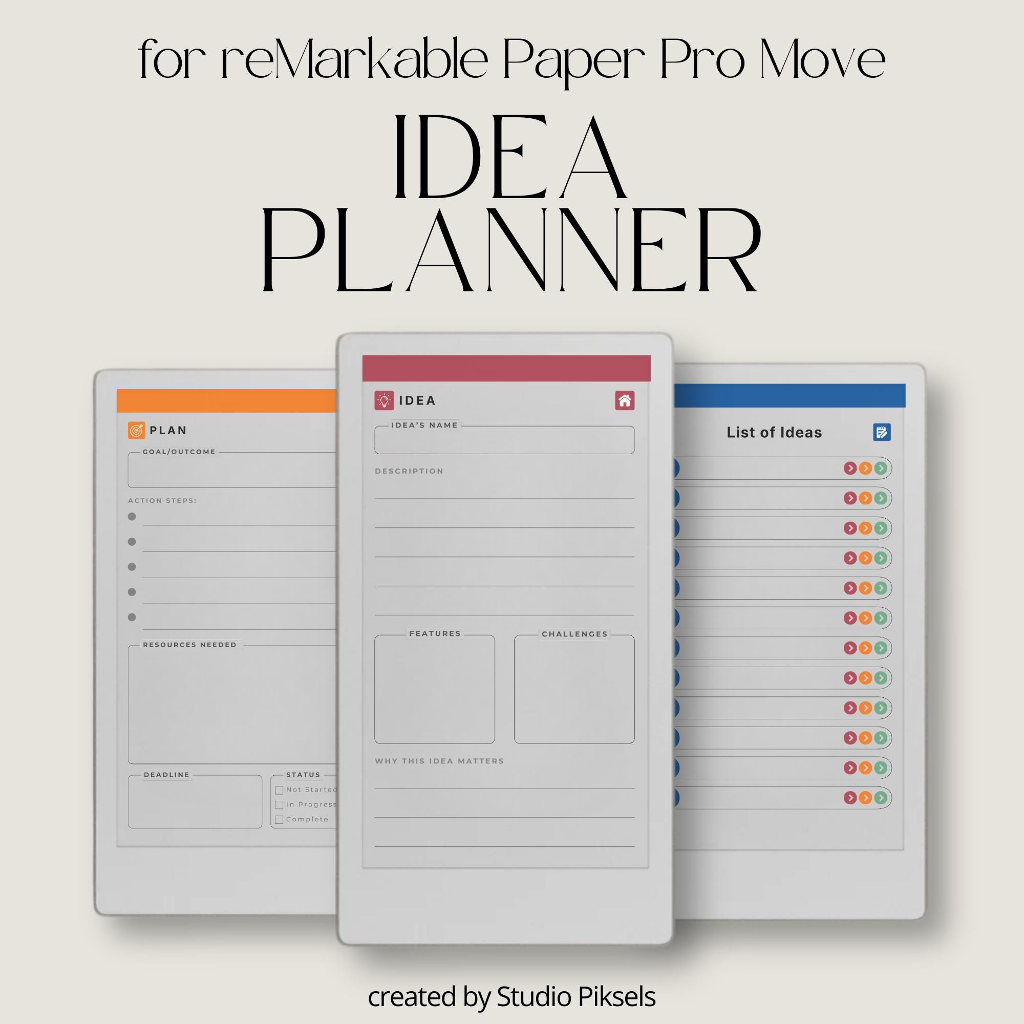Idea Planner for Remarkable Paper Pro Move: Hyperlinked Idea Mapping ...
