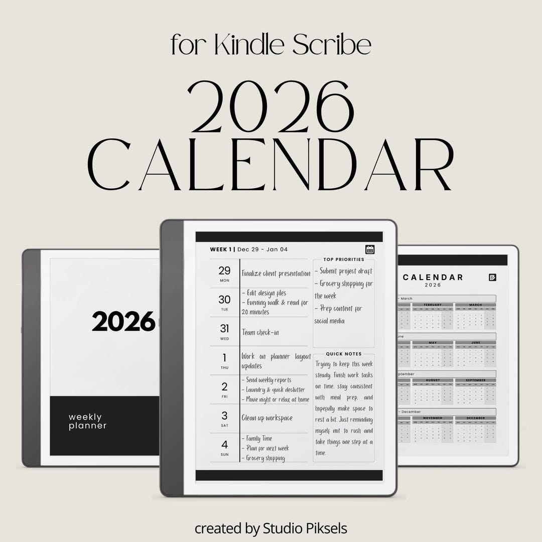 Premium 2026 Planner for Kindle Scribe: Hyperlinked Quarterly, Monthly ...