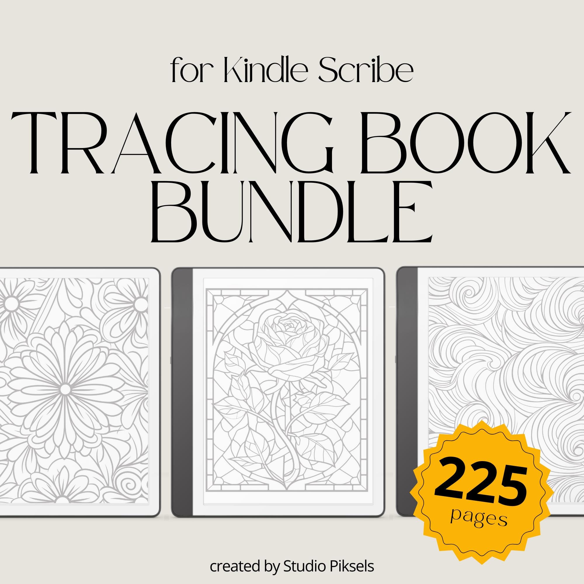 Kindle Scribe Tracing Book Bundle: 225-seitiges eInk-Mal- und Musterpaket für Erwachsene