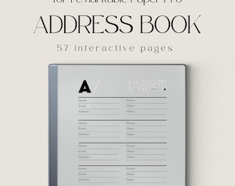 Address Book for reMarkable, Hyperlinked Digital Address Book for Eink Tablet, Digital Phone Book, Template for reMarkable, Eink Template