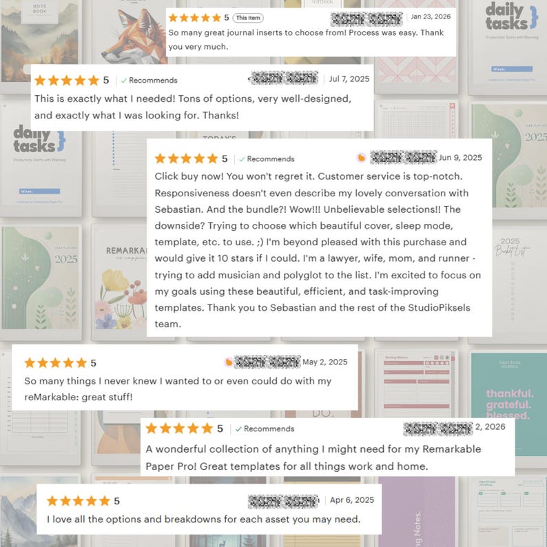Volledige toegang tot de reMarkable Paper Pro-collecties, productiviteitssjablonen voor reMarkable Paper Pro, planner, notitieboek en sjablonenbundel. afbeelding 10