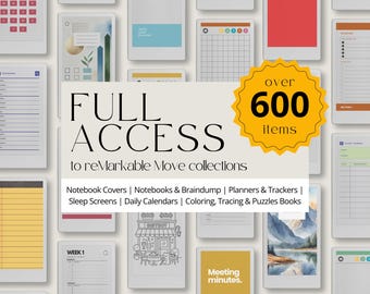 Full Shop Access for reMarkable Paper Pro Move Collection: All-In-One Bundle With Calendars, Planners, Notebooks, Trackers, Templates & More