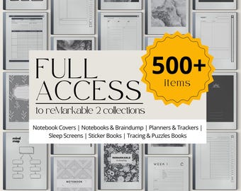 Full Shop Access to reMarkable 2 Collections, Productivity Templates for reMarkable 2, Planner, Notebook & Templates Bundle