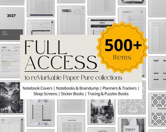 Full Shop Access to reMarkable Paper Pure Collection: Productivity Templates for reMarkable Paper Pure, Planner, Notebook & Templates Bundle