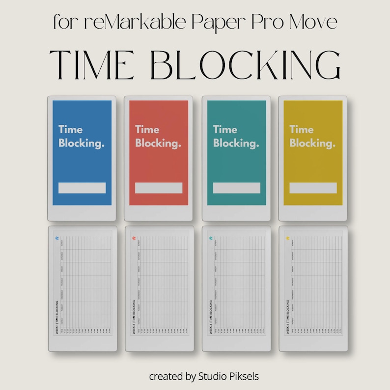 Landscape Time Blocking Planner for Remarkable Paper Pro Move: Linked ...